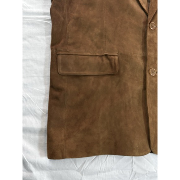 WH Belk Blazer Vtg Men 44L GOAT Suede Leather Brown - Picture 15 of 16